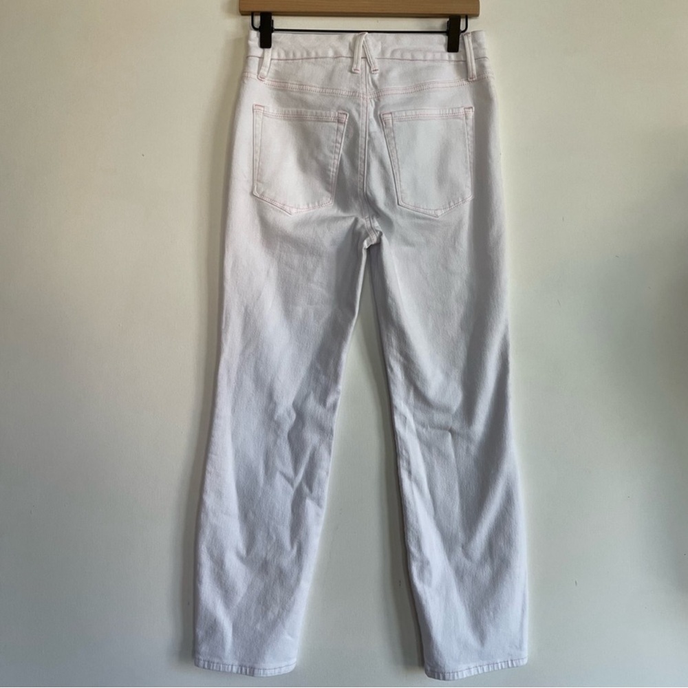 Good American Good Legs White w pink stitching Straight Jean Sz 6/28 Item# 3T - Picture 3 of 10